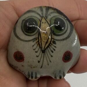 Charming‎ Hand-Painted Ceramic Owl Figurine 1.75" "MEXICO" Stamp